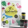 50 x Watercolor. Starter-Set inkl. 3 Farben und Pinsel.