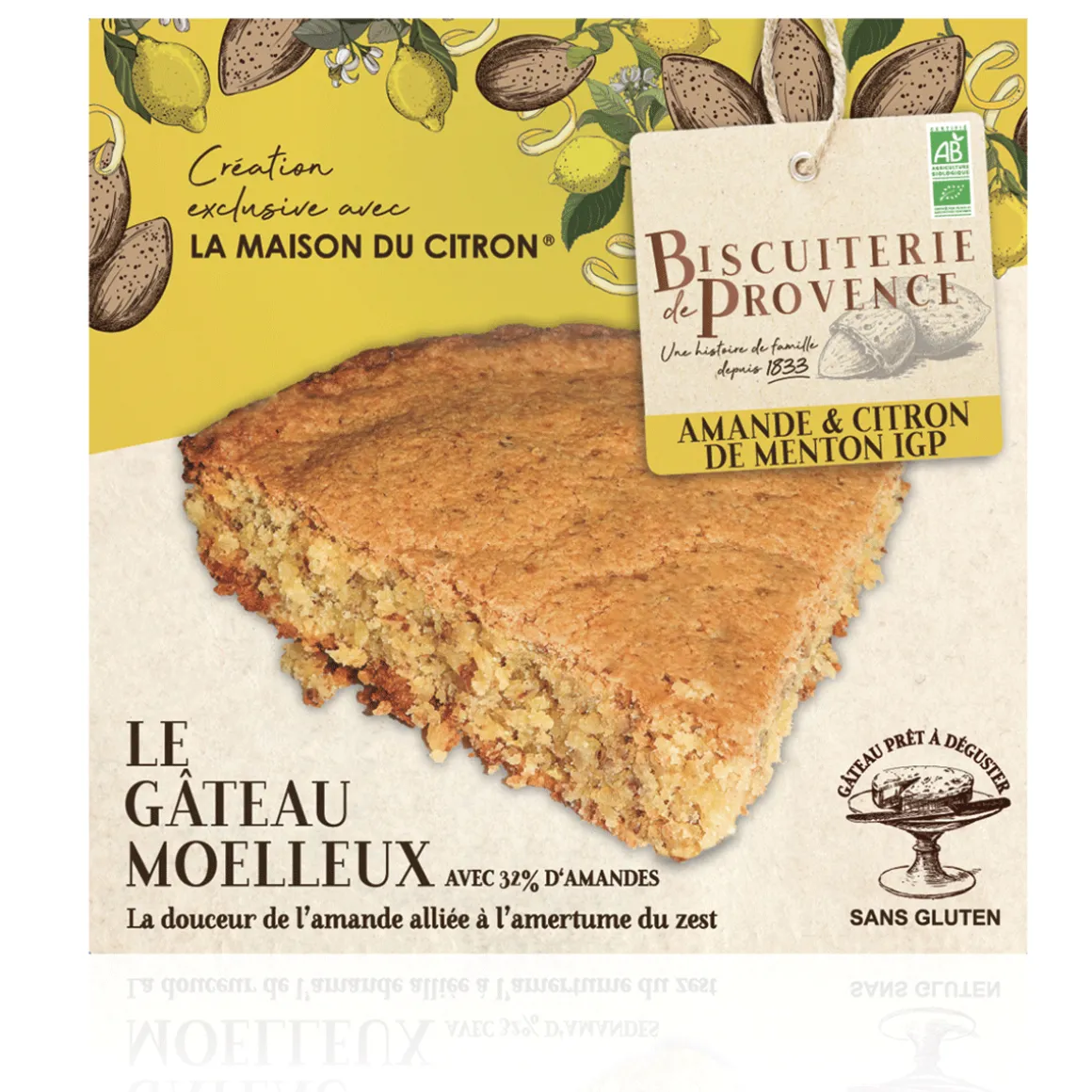 Bio-Mandelkuchen mit Zitrone.