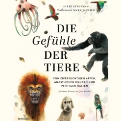 Die Gefühle der Tiere. Von eifersüchtigen Affen, ängstlichen Hunden und pfiffigen Ratten. Wissenschaftsbuch des Jahres Kategorie Junior-Wissensbücher 2025.