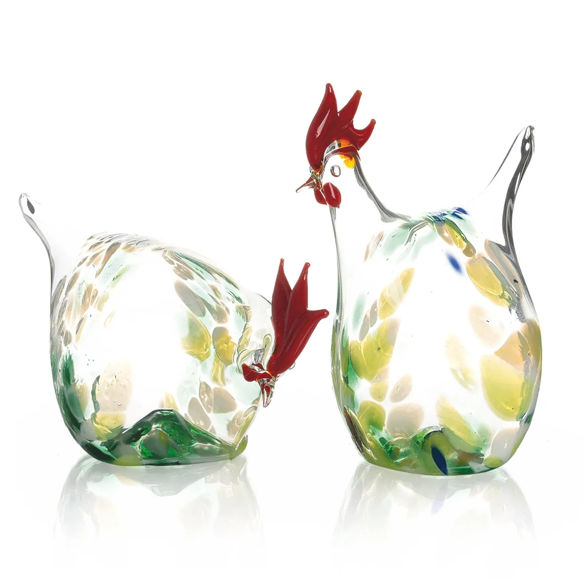 2er-Set Glashühner, grün.