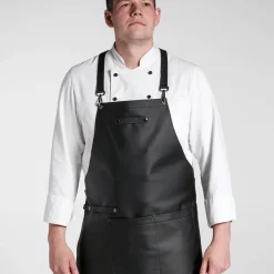 Kochschürze aus Rindleder, schwarz.