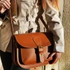 Lederhandtasche in Caramelbraun.