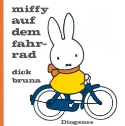Miffy auf dem Fahrrad.