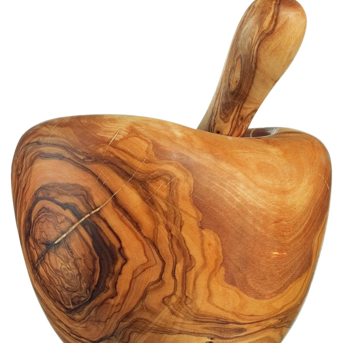 Mörser aus Olivenholz mit Stößel.