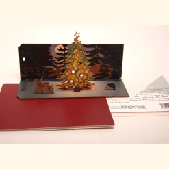 Pop Up-Holzpostkarte »Weihnachten im Wald«.