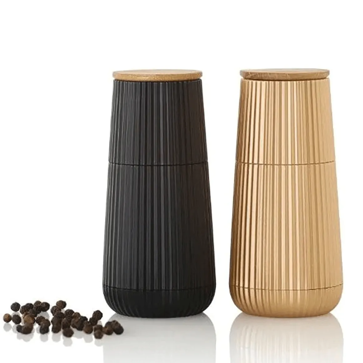 Set Pfeffer- und Salzmühle, schwarz-gold.