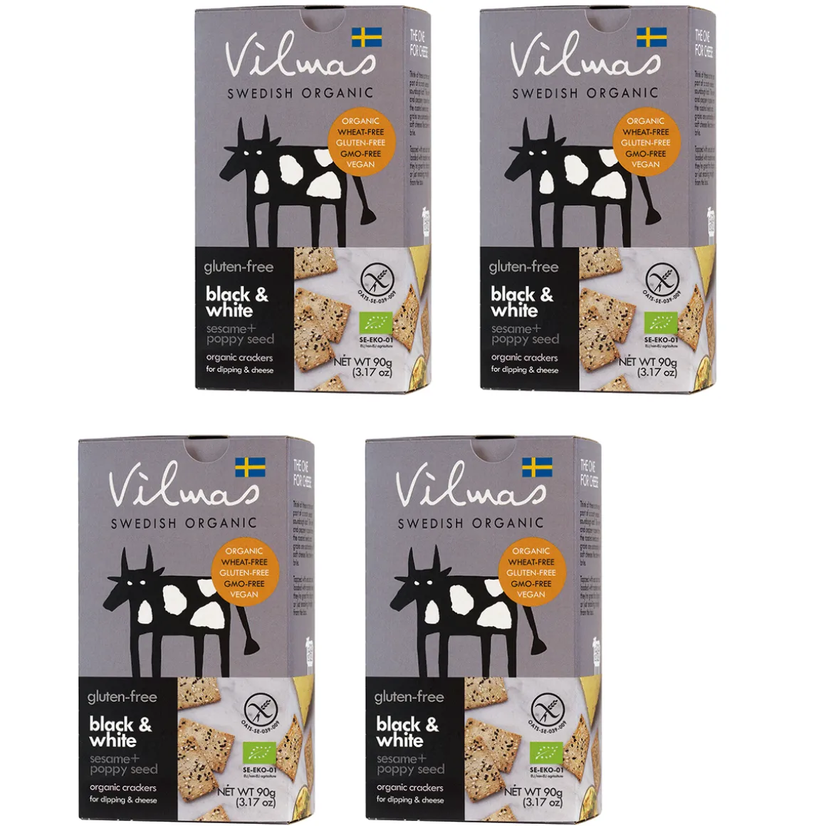 Vilmas Black & White Bio-Cracker, 4er-Set.